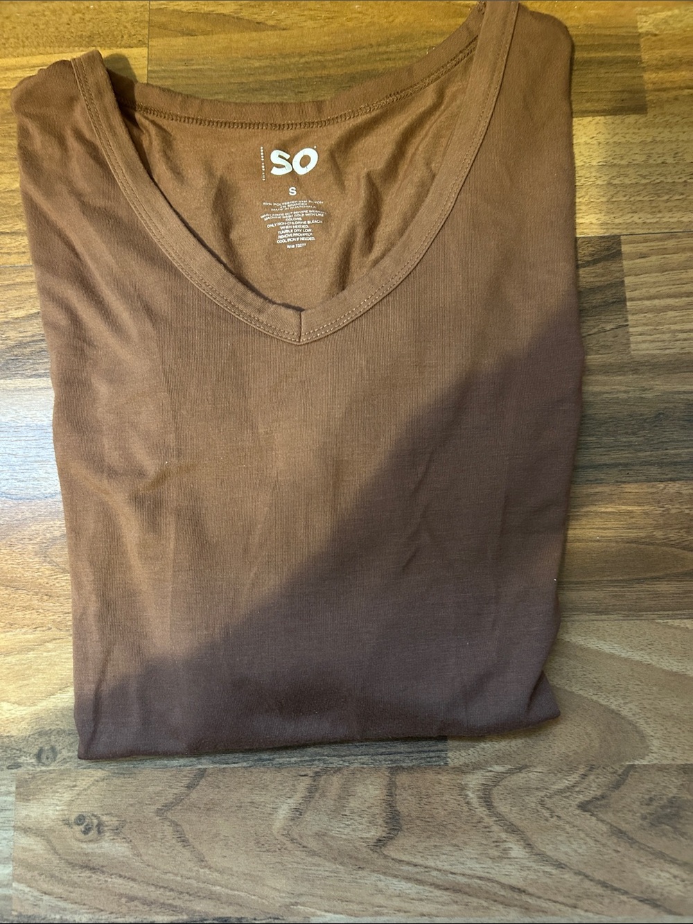 SO Women’s V-Neck Short Sleeve Shirt - Chocolate Brown